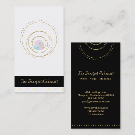 *~*の幾何学的な曼荼羅の神聖な幾何学のBohoの金ゴールド 名刺 (正面/裏面)