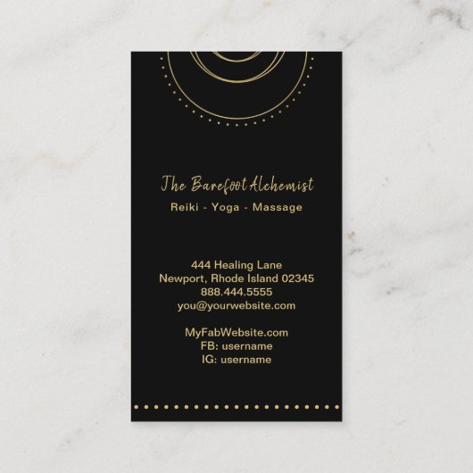 *~*の幾何学的な曼荼羅の神聖な幾何学のBohoの金ゴールド 名刺 (裏面)