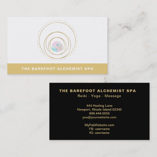 *~*の幾何学的な曼荼羅のBohoの金ゴールドの神聖な幾何学 名刺 (正面/裏面)