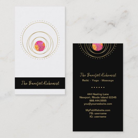 *~*の幾何学的な月の神聖な幾何学のBohoの金ゴールド 名刺 (正面/裏面)