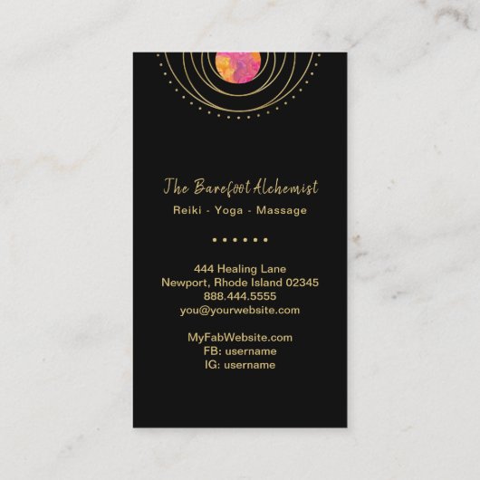 *~*の幾何学的な月の神聖な幾何学のBohoの金ゴールド 名刺 (裏面)