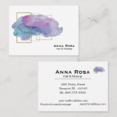 *~*の幾何学的な金ゴールドのガーリーな紫色のマゼンタの水彩画 名刺 (正面/裏面)