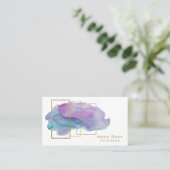 *~*の幾何学的な金ゴールドのシックなマゼンタの紫色の水彩画 名刺 (スタンド正面)