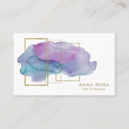 *~*の幾何学的な金ゴールドのシックなマゼンタの紫色の水彩画 名刺
