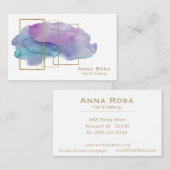 *~*の幾何学的な金ゴールドのシックなマゼンタの紫色の水彩画 名刺 (正面/裏面)