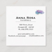 *~*の幾何学的な金ゴールドのシックな紫色のマゼンタの水彩画 スクエア名刺 (裏面)