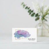 *~*の幾何学的な金ゴールドの紫色のマゼンタの水彩画 名刺 (スタンド正面)