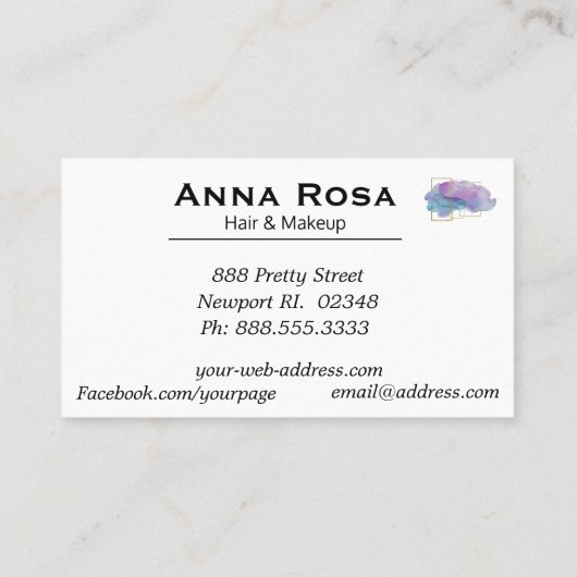 *~*の幾何学的な金ゴールドの紫色のマゼンタの水彩画 名刺 (裏面)