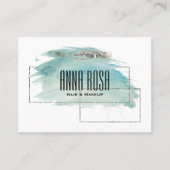 *~*の幾何学的な銀製のガーリーなターコイズの水彩画 名刺 (正面)