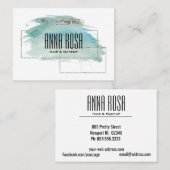 *~*の幾何学的な銀製のガーリーなターコイズの水彩画 名刺 (正面/裏面)