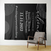 の幾何学的結婚黒シンプルへようこそ タペストリー (インサイチュ(横))