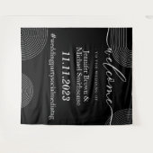 の幾何学的結婚黒シンプルへようこそ タペストリー (正面(横))