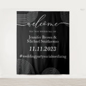 の幾何学的結婚黒シンプルへようこそ タペストリー (正面)