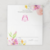の座席表結婚モノグラムピンク色の花 プレイスカード (外部開封)