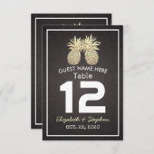 の座結婚席台番号金ゴールドパイナップル 招待状 (正面/裏面)