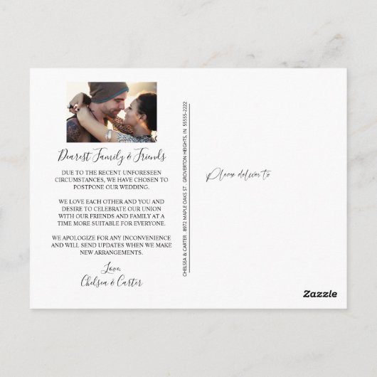 の延期結婚された愛は患者スクリプト写真 ポストカード (裏面)