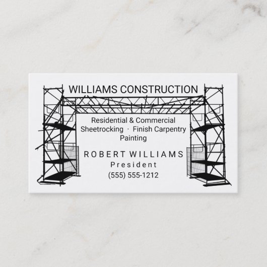 |の建築を絵を描く足場黒|の白 名刺 (正面)
