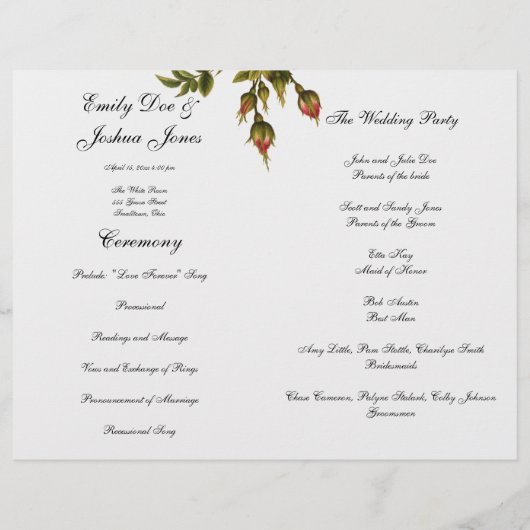 の式テンプレート結婚フローラ計画フライヤー (裏面)