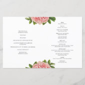 の式結婚プログラムピンクフローラ牡丹フラワー (裏面)