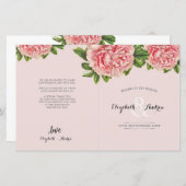 の式結婚プログラムピンクフローラ牡丹フラワー (正面/裏面)