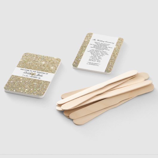 の式結婚プログラムファン – 金ゴールドグリッターFab ハンドファン (組立なし)