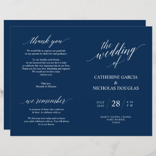 の式結婚プログラムモダンエレガンスネイビーブルー (正面/裏面)