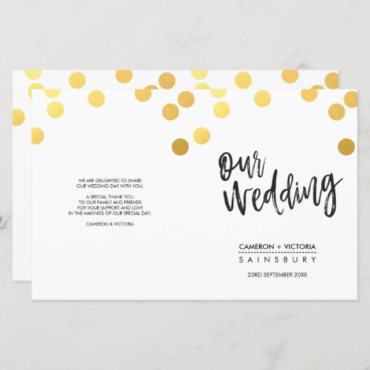 の式結婚プログラム手記金ゴールドスポット (正面/裏面)