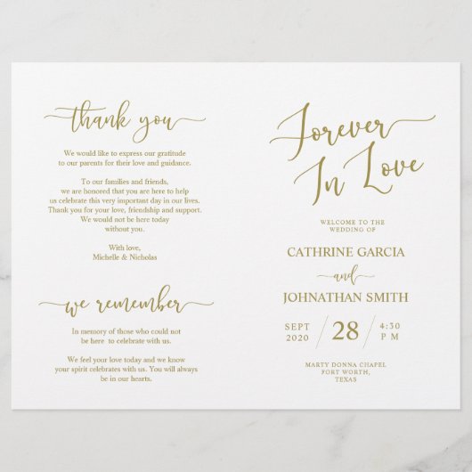 の式結婚プログラム、スクリプエレガントト金ゴールド (正面)