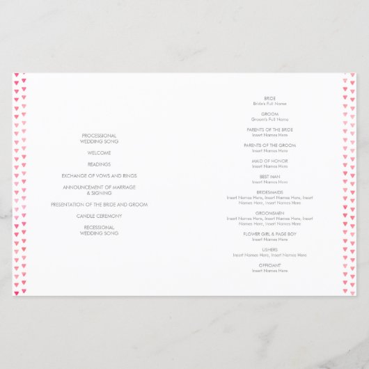 の式結婚プログラムboho模様ピンクサンゴ (裏面)