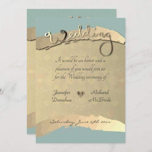 の式結婚招待状ゴールデンベールフローラ 招待状 (正面/裏面)