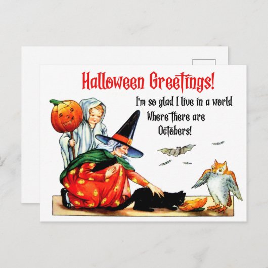 の引用文とのハロウィンインスパイアの挨拶 ポストカード (正面/裏面)