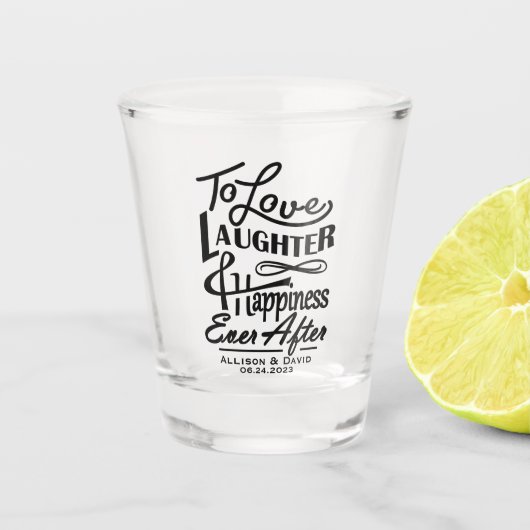 の引用文結婚デザイントースト新郎新婦ショットg ショットグラス (正面)