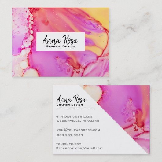 *~*の強く抽象的でオーガニックな大理石の水彩画 名刺 (正面/裏面)