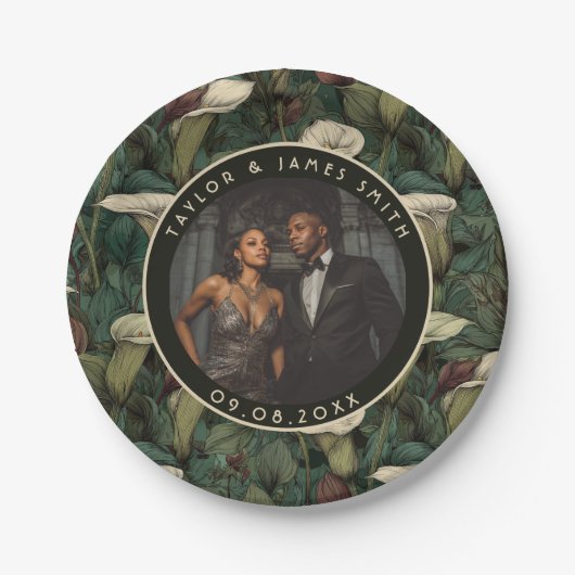 の形見のための上品なカレ結婚リリープレート ペーパープレート (正面)