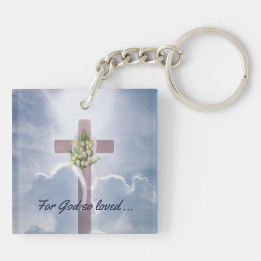 の彼の愛慰めることおよび有望な聖書の詩 キーホルダー (裏面)