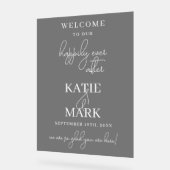 の後ずっと幸せそうに霜が降りた結婚黒 アクリルサイン (傾斜)