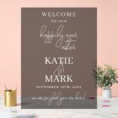 の後ずっと幸せそうに霜が降りた結婚黒 アクリルサイン (ウェディング)