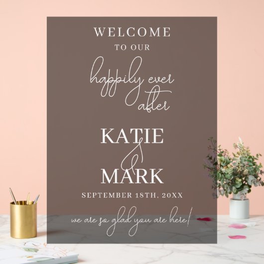 の後ずっと幸せそうに霜が降りた結婚黒 アクリルサイン (ウェディング)