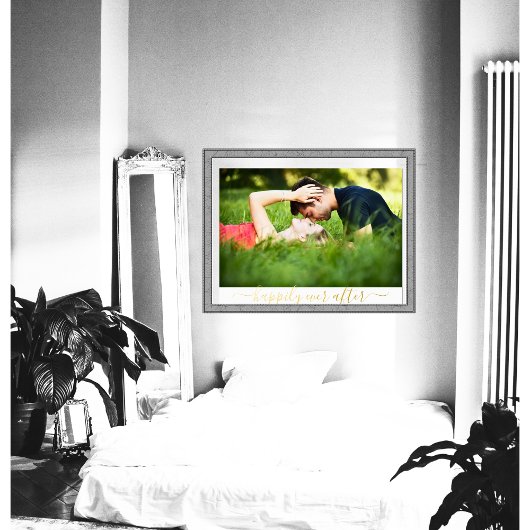 の後ずっと幸せにカップル結婚写真 箔ポスター