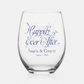 の後ずっと幸せにネイビー結婚ル ステムなしワイングラス (正面)