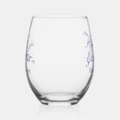 の後ずっと幸せにネイビー結婚ル ステムなしワイングラス (右)