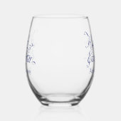 の後ずっと幸せにネイビー結婚ル ステムなしワイングラス (左)