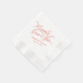 の後ずっと幸せに白いサンゴ結婚のオレンジ 縁ありカクテルナプキン (角)