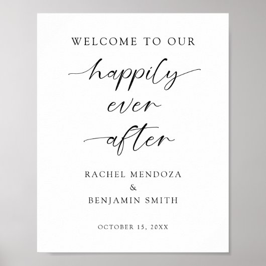 の後ずっと幸せに私たち結婚へようこそエレガント ポスター (正面)