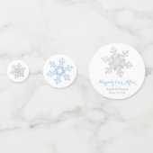 の後ずっと幸せに続く青い銀結婚色の雪片 コンフェッティ (正面)