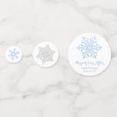 の後ずっと幸せに続く青い銀結婚色の雪片 コンフェッティ (裏面)