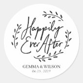 の後ずっと幸せに色パーソナライズされた結婚は ラウンドシール (正面)