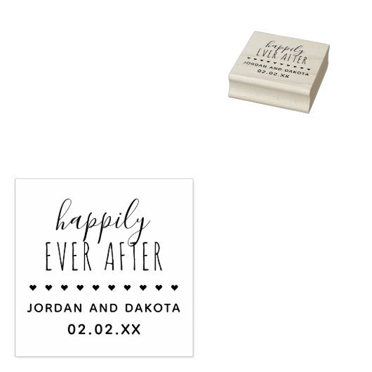 ～の後ずっと幸せに |の結婚ハート日付の保存 ラバースタンプ (押印)