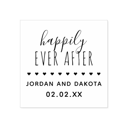 ～の後ずっと幸せに |の結婚ハート日付の保存 ラバースタンプ (インプリント)