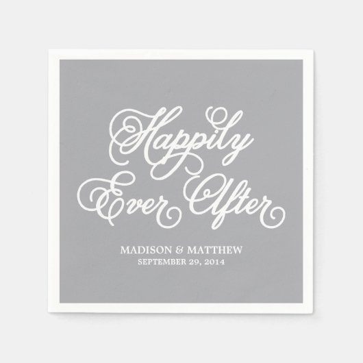 ～の後ずっと幸せに |紙パーソナライズされたナプキン スタンダードカクテルナプキン (正面)